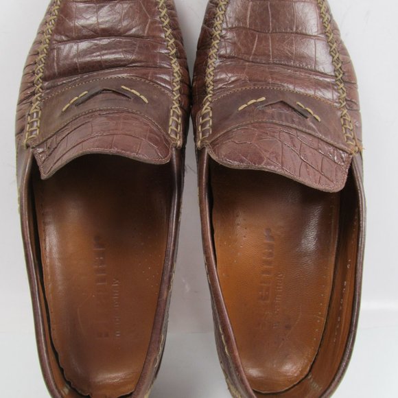 Stemar Mens Brown Leather Moc Toe Driving Penny Loafers Size US 8 1/2 - Picture 10 of 14